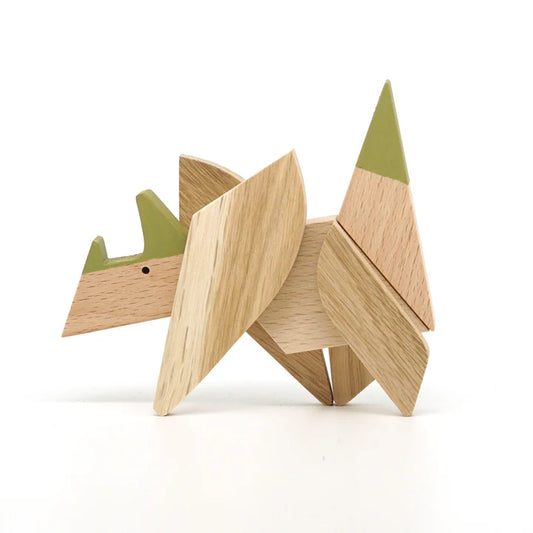 Wooden Magnetic Puzzle - Triceratops