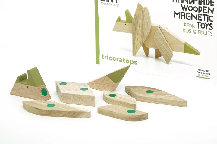 Wooden Magnetic Puzzle - Triceratops